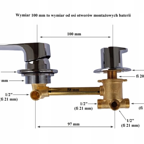 BATERIA 4 funkcje 100 mm/10cm przyłącze 1/2" MIESZACZ kabiny prysznicowej