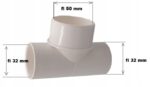 Trójnik trojak PVC redukcyjny do pompy wody 32/50/32 mm - obrazek 3