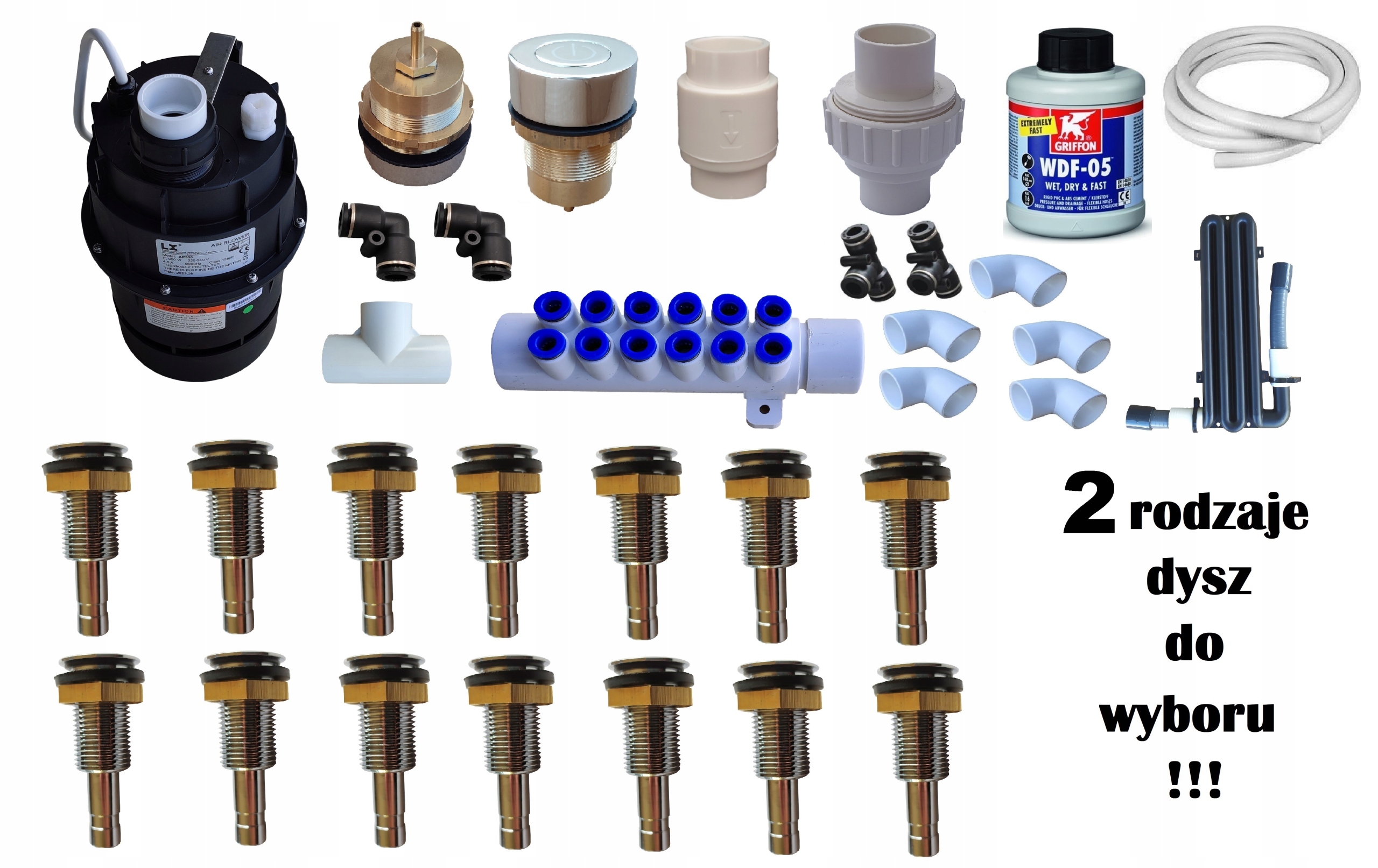 dd0d80c2f4ab89d60cb6dde968b852d1.jpg MEGA ZESTAW 14 dysz pompa powietrza 700 W do montażu bąbelków balii wannie - obrazek 1